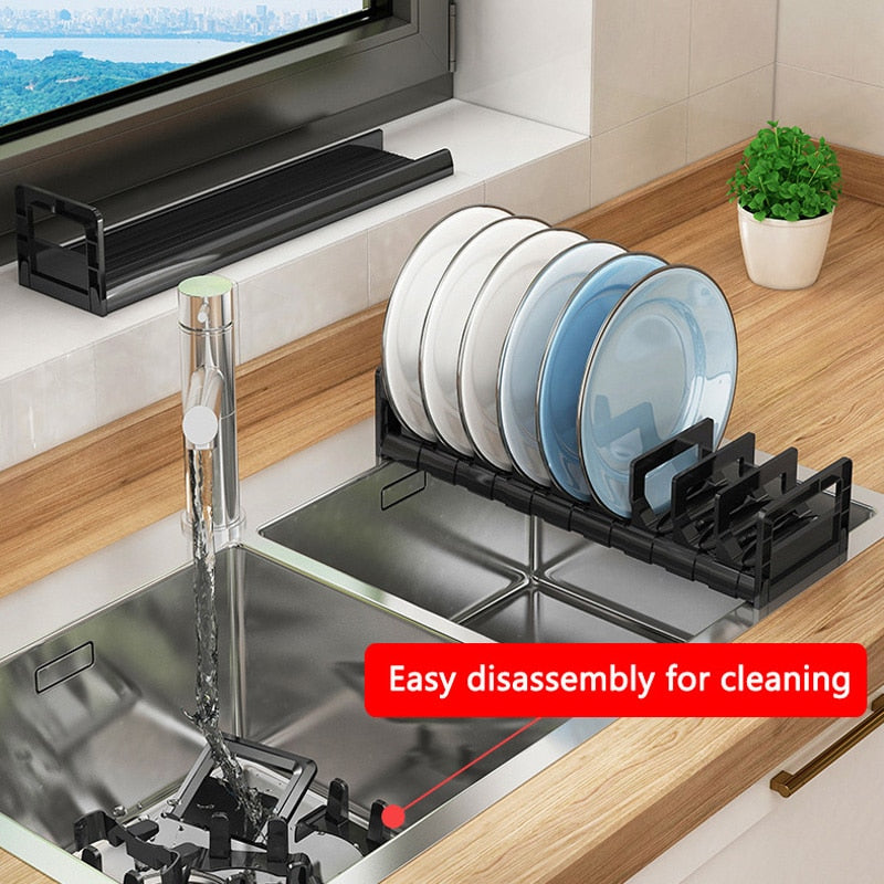 Escurreplatos ajustable con compartimentos regulables