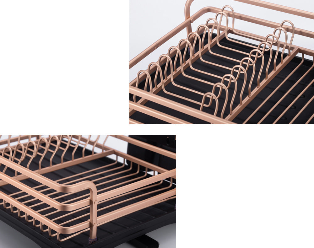 Escurreplatos de aluminio mate con bandeja ajustable