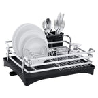 Escurreplatos de aluminio mate con bandeja ajustable