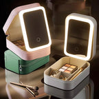 Espejo con luz LED y organizador de maquillaje GlowSpace con ángulo ajustable