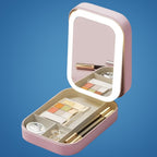 Espejo con luz LED y organizador de maquillaje GlowSpace con ángulo ajustable