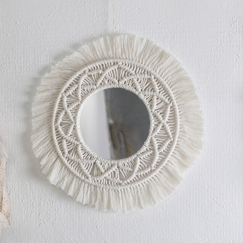 Espejo de pared decorativo con marco de macramé