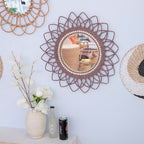 Espejo de pared decorativo con marco de ratán