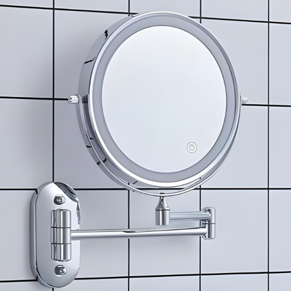Espejo de pared LED con marco cromado y aumento