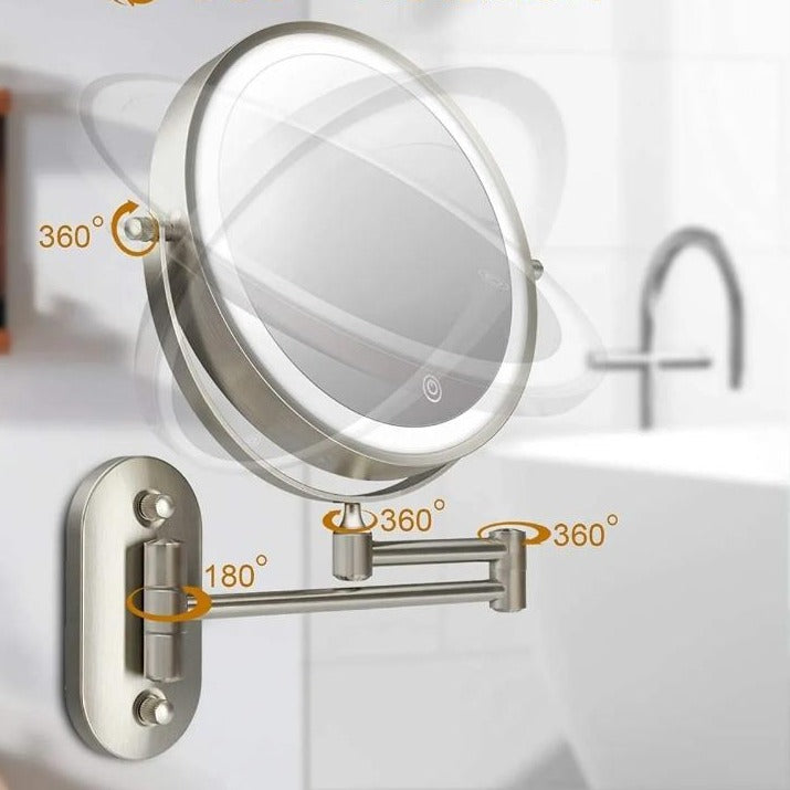 Espejo de pared LED con marco cromado y aumento