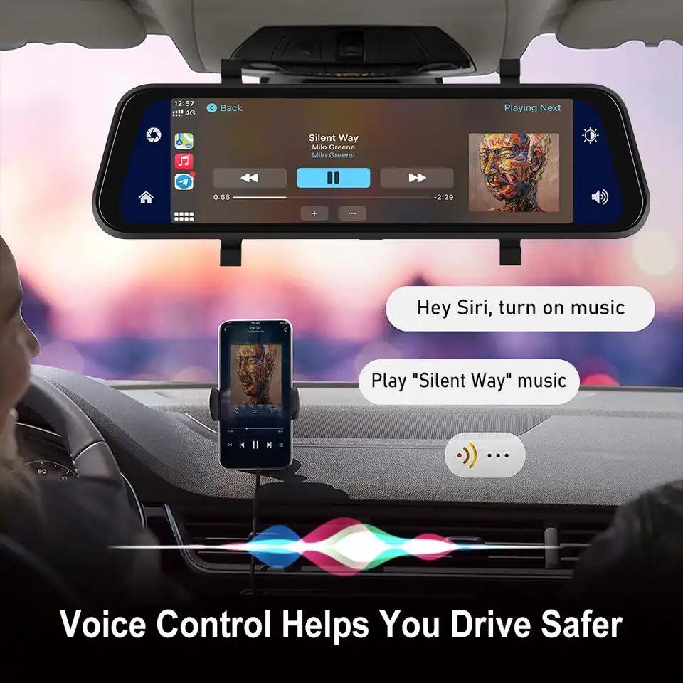Espejo retrovisor con cámara dual HD, pantalla táctil de 9,66" y GPS integrado