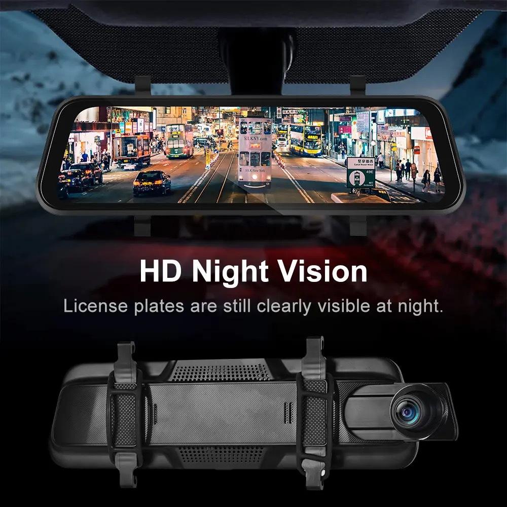 Espejo retrovisor con cámara dual HD, pantalla táctil de 9,66" y GPS integrado
