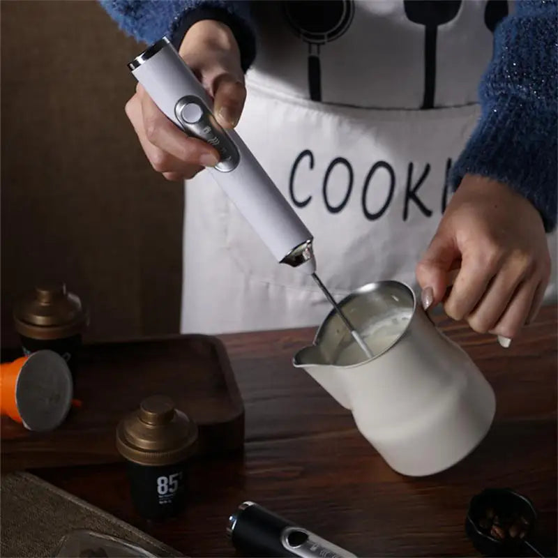 Espumador de leche eléctrico CREMIX con 3 velocidades y doble accesorio de acero inoxidable