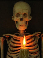 Esqueleto enmarcado 3D con vela para decoración de Halloween