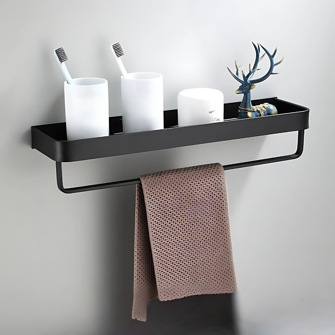Estante de pared metálico para baño con diseño moderno