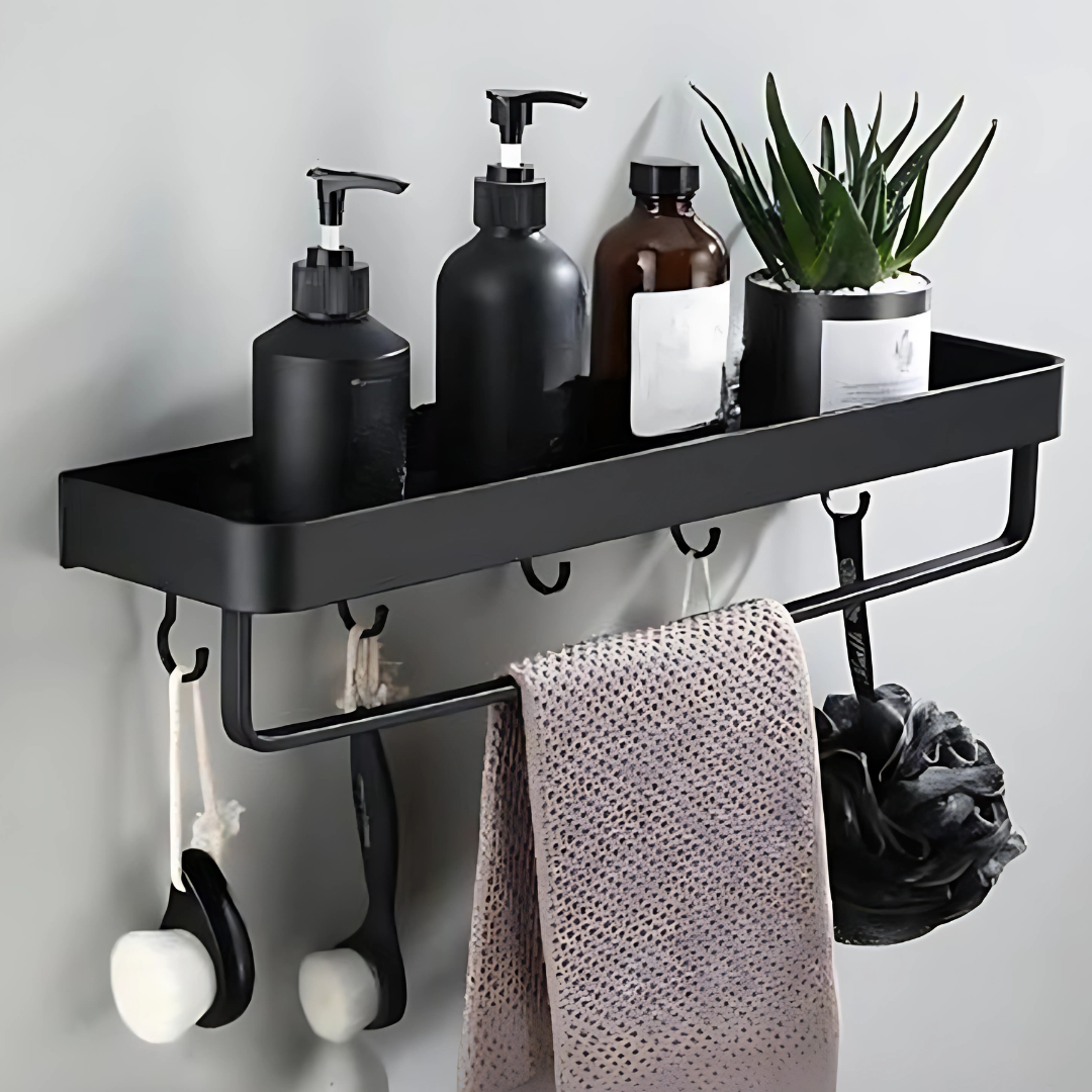 Estante de pared metálico para baño con diseño moderno