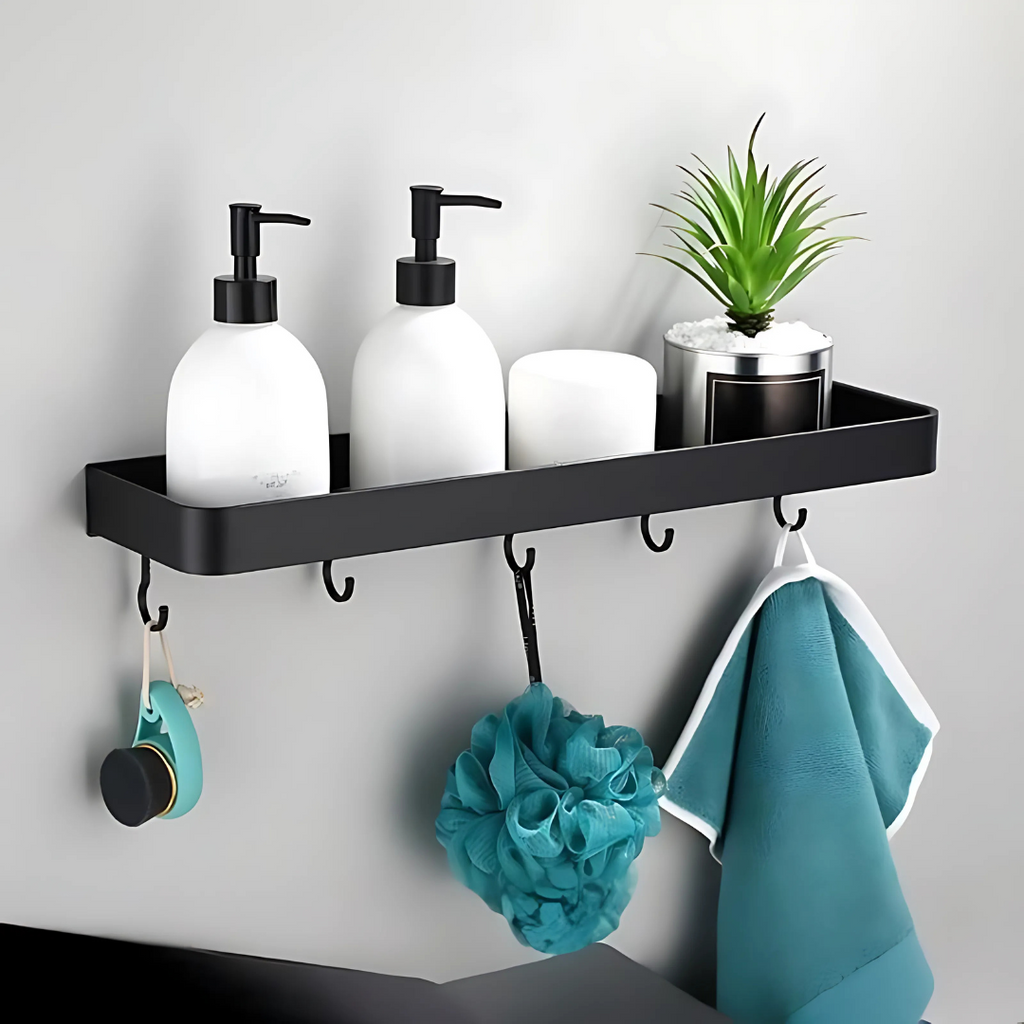 Estante de pared metálico para baño con diseño moderno