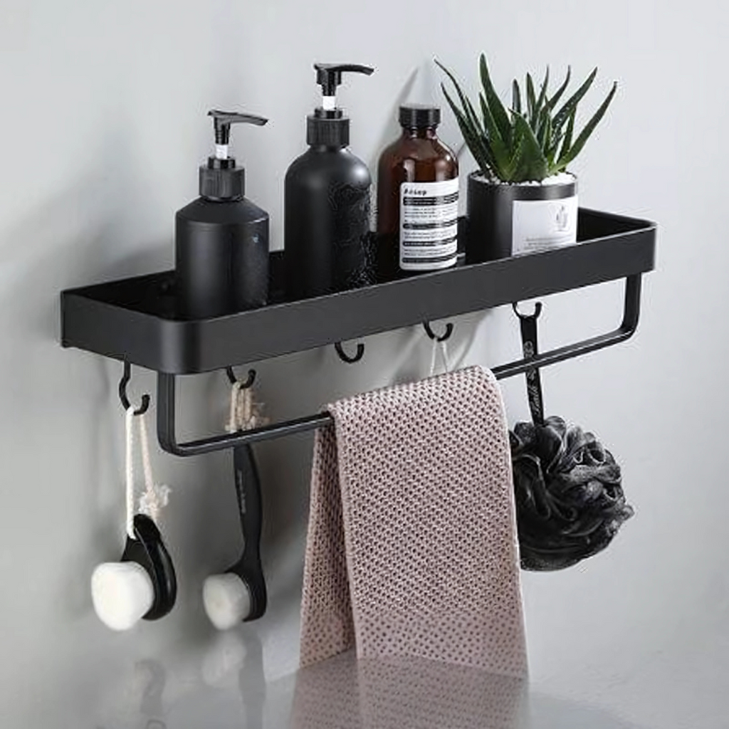 Estante de pared metálico para baño con diseño moderno