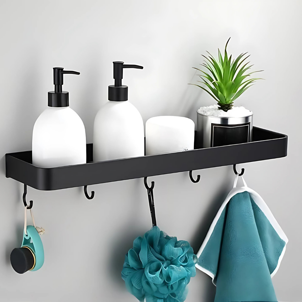 Estante de pared metálico para baño con diseño moderno