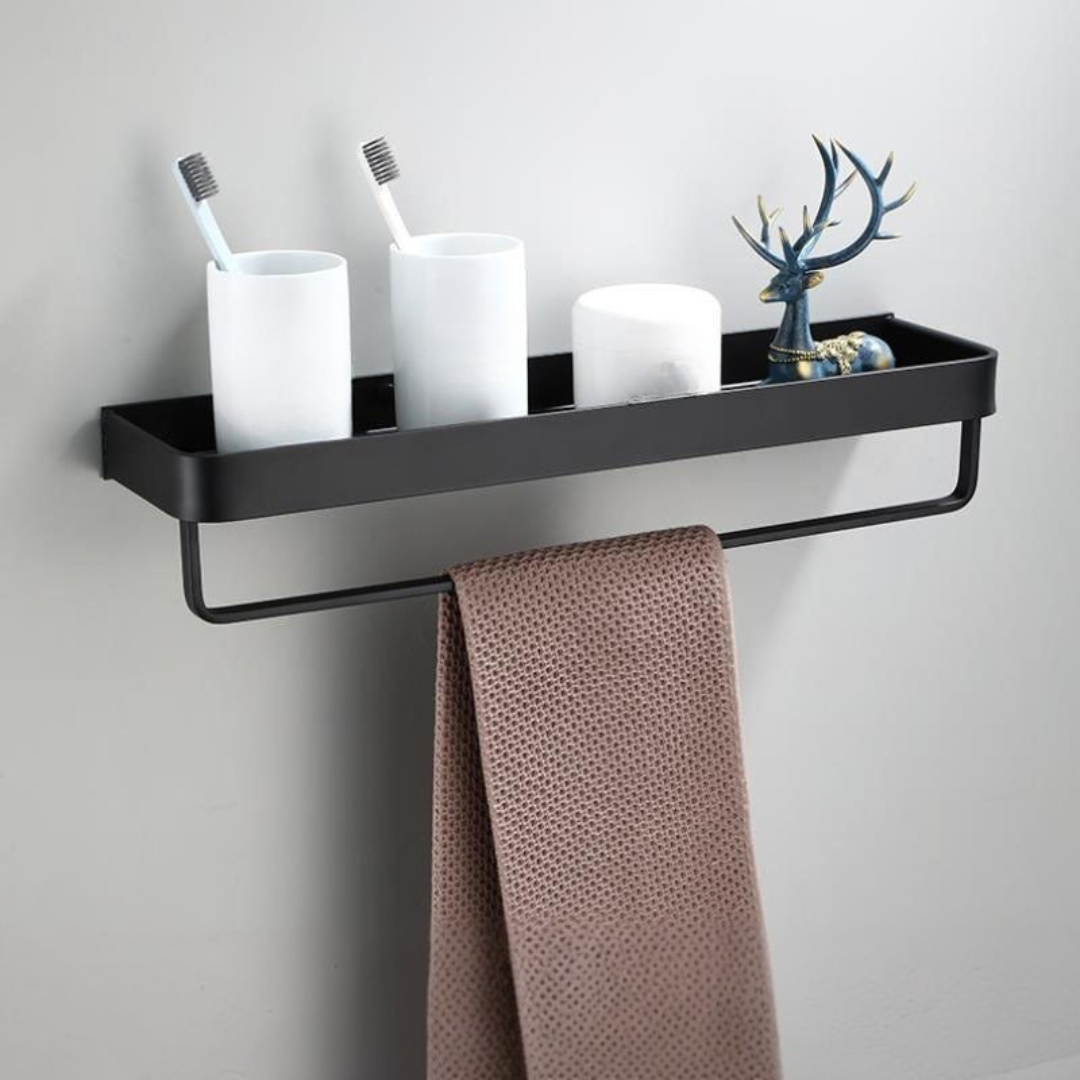 Estante de pared metálico para baño con diseño moderno