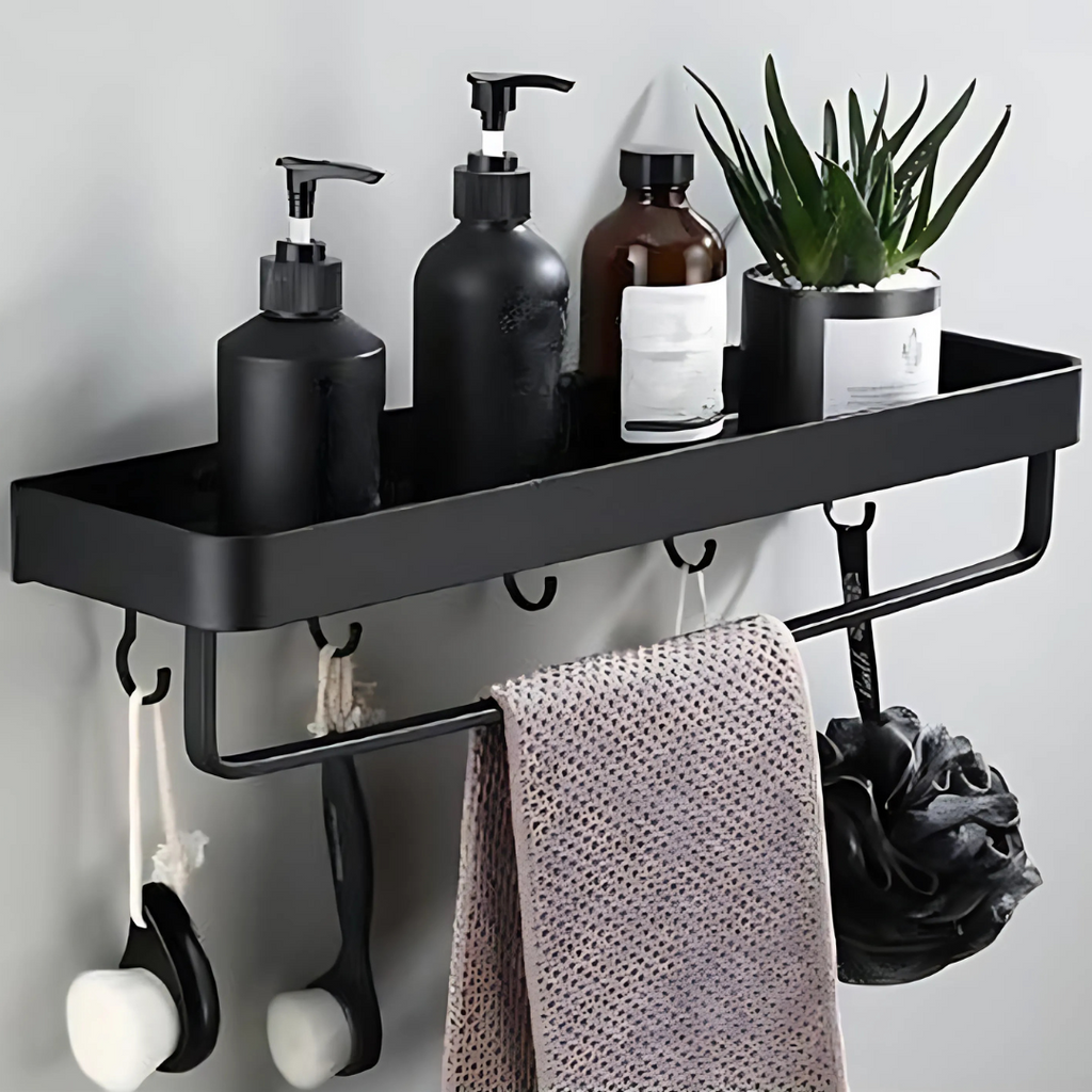 Estante de pared metálico para baño con diseño moderno