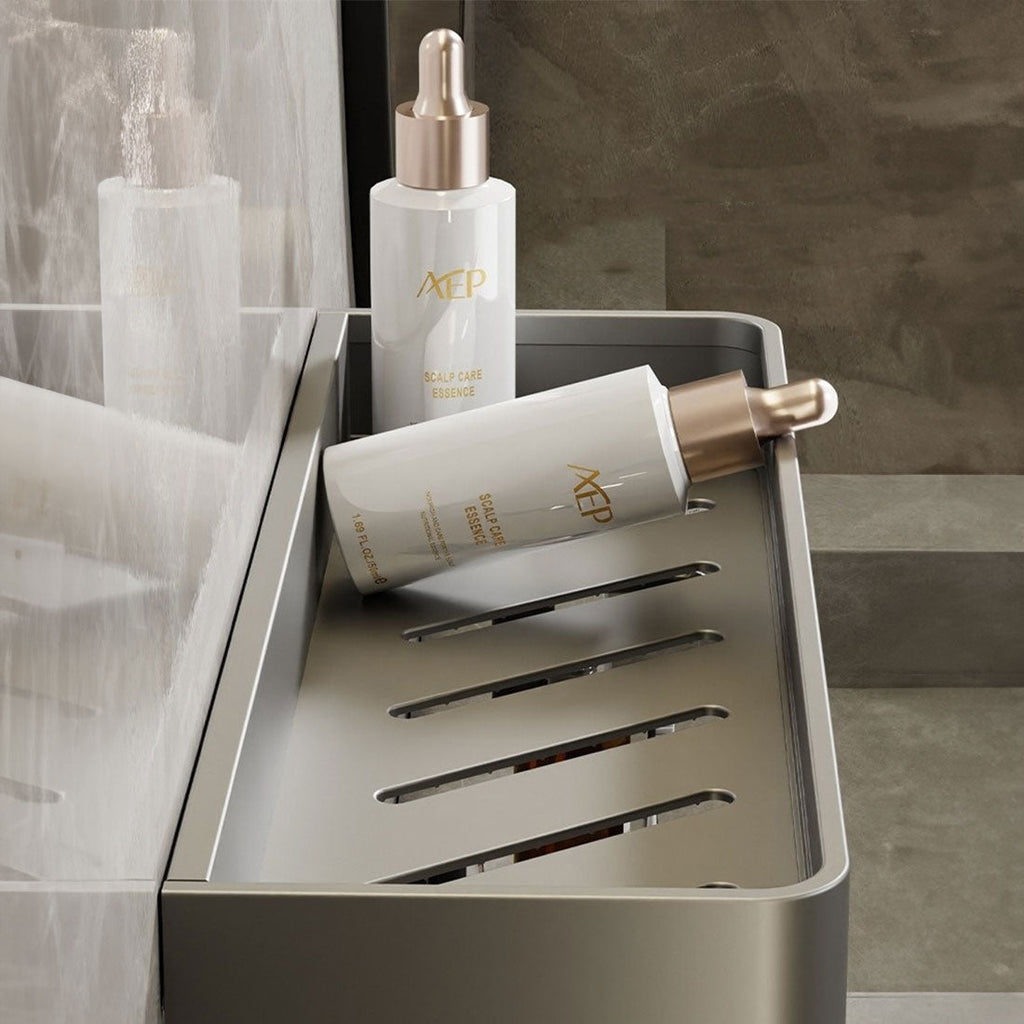Estantería de baño gris moderna con barra para toallas opcional