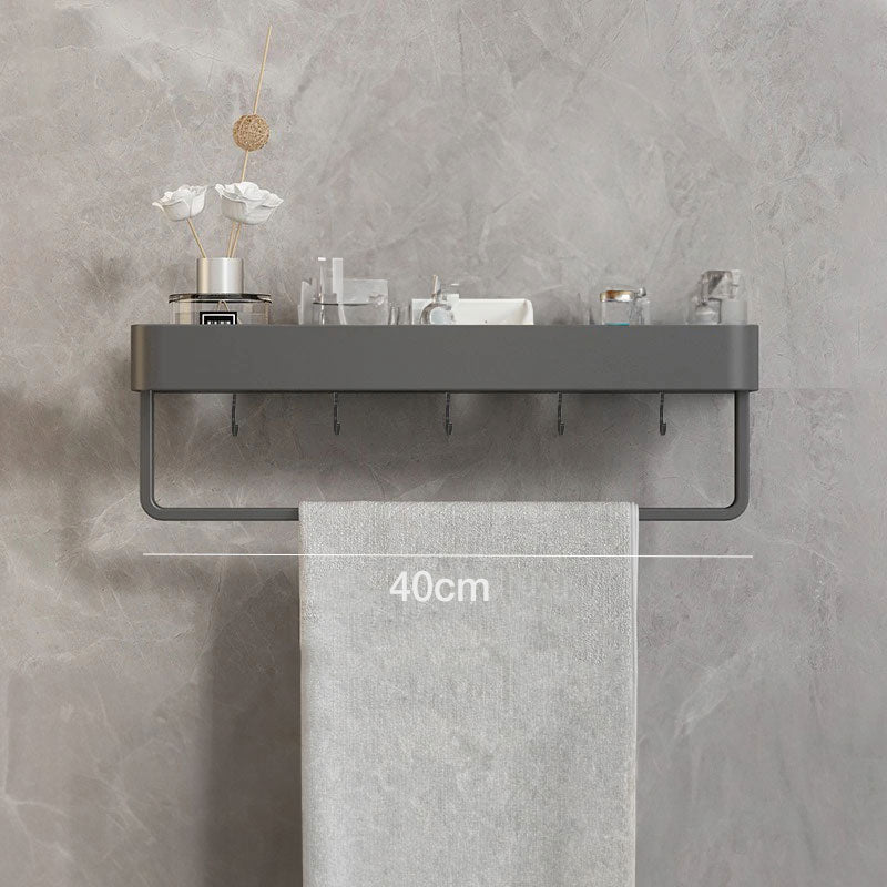 Estantería de baño gris moderna con barra para toallas opcional