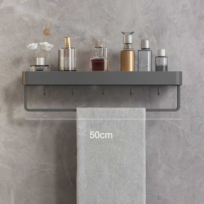 Estantería de baño gris moderna con barra para toallas opcional