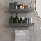 Estantería de baño gris moderna con barra para toallas opcional