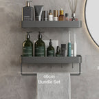 Estantería de baño gris moderna con barra para toallas opcional
