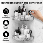 Estantería de esquina para baño con ventosas, impermeable | Gris o transparente, 2 niveles | Sin taladrar, secado rápido