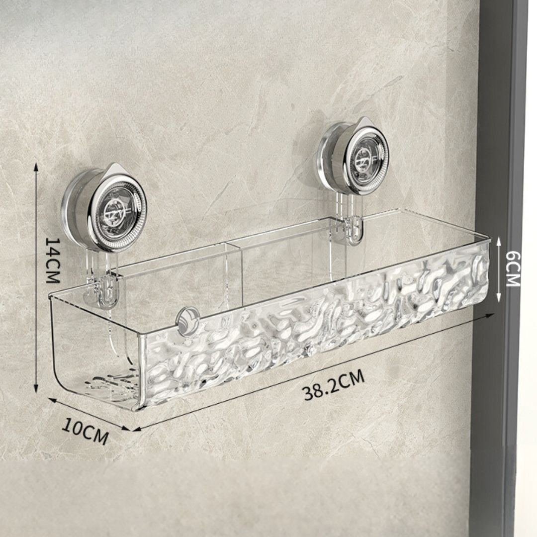 Estantería de esquina para baño con ventosas, impermeable | Gris o transparente, 2 niveles | Sin taladrar, secado rápido
