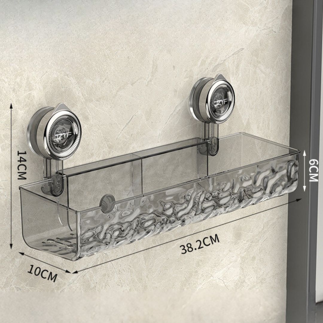 Estantería de esquina para baño con ventosas, impermeable | Gris o transparente, 2 niveles | Sin taladrar, secado rápido