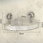 Estantería de esquina para baño con ventosas, impermeable | Gris o transparente, 2 niveles | Sin taladrar, secado rápido