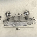 Estantería de esquina para baño con ventosas, impermeable | Gris o transparente, 2 niveles | Sin taladrar, secado rápido