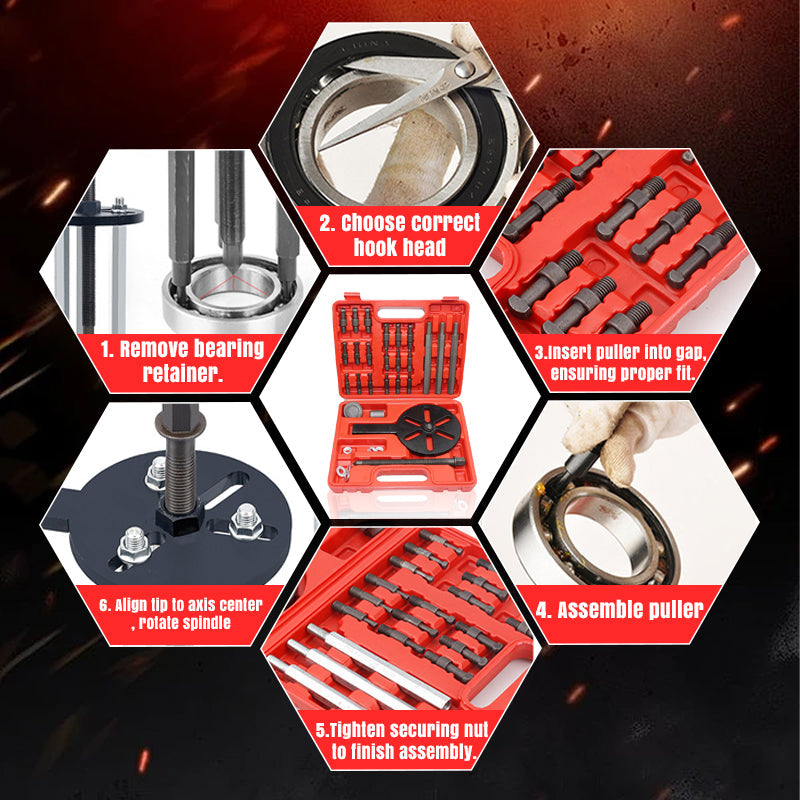 Extractor de rodamientos internos con 6 cartuchos