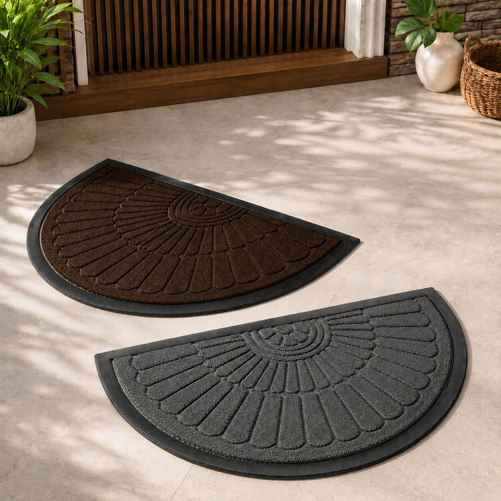 Felpudo de goma semicircular antideslizante para interior y exterior