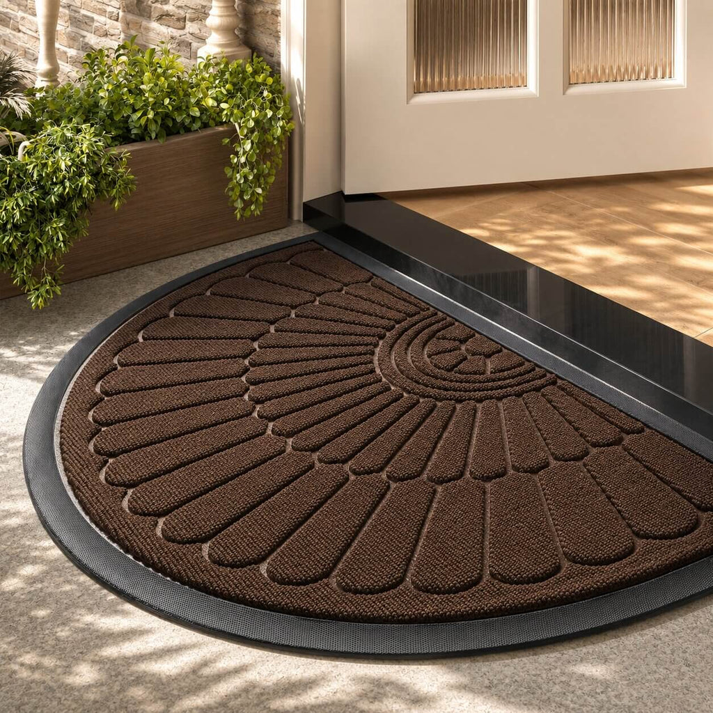 Felpudo de goma semicircular antideslizante para interior y exterior