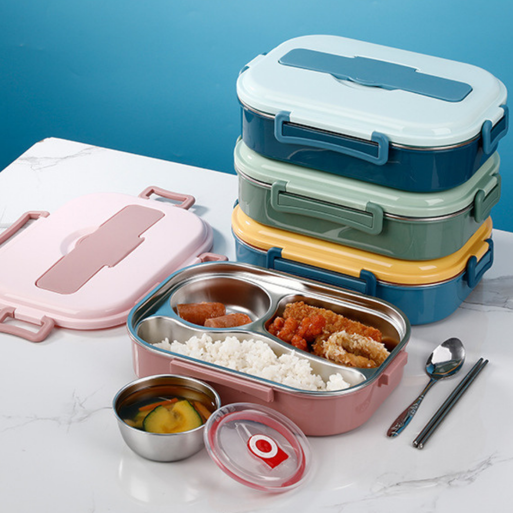 Fiambrera bento de acero inoxidable con compartimentos