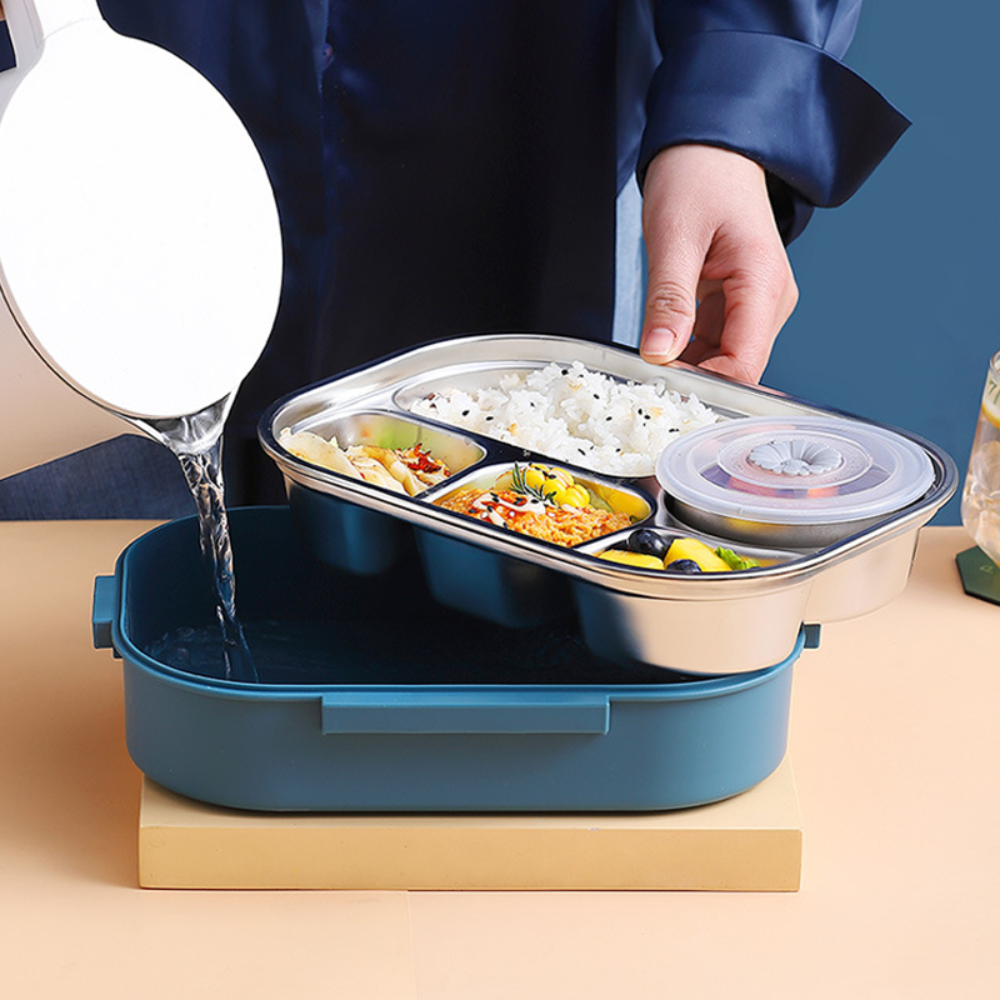 Fiambrera bento de acero inoxidable con compartimentos