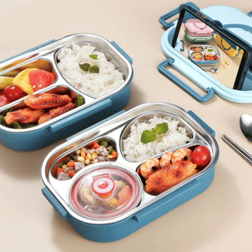 Fiambrera bento de acero inoxidable con compartimentos
