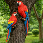 Figura decorativa loro tropical en árbol de resina