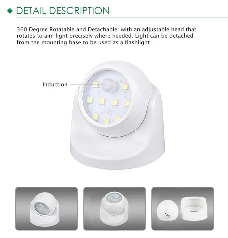Foco LED inalámbrico con sensor de movimiento