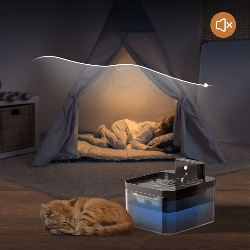 Fuente de agua inteligente PUREFLOW con sensor de movimiento y filtración para gatos