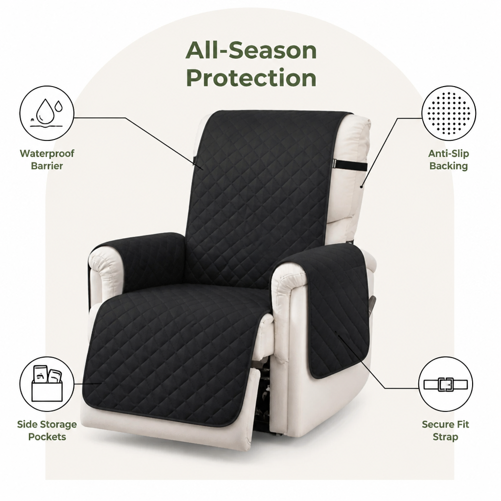 Funda acolchada impermeable y antideslizante para sillón relax (con bolsillos laterales)