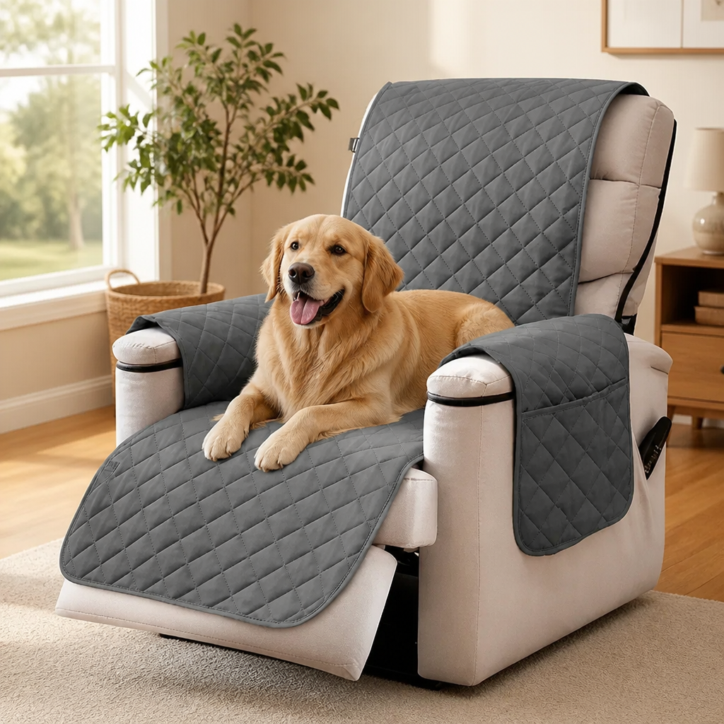 Funda acolchada impermeable y antideslizante para sillón relax (con bolsillos laterales)