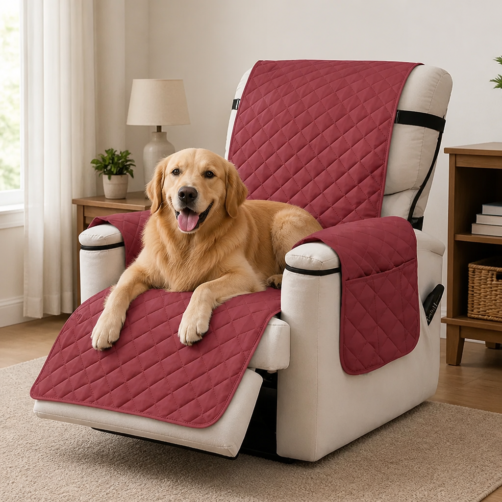 Funda acolchada impermeable y antideslizante para sillón relax (con bolsillos laterales)