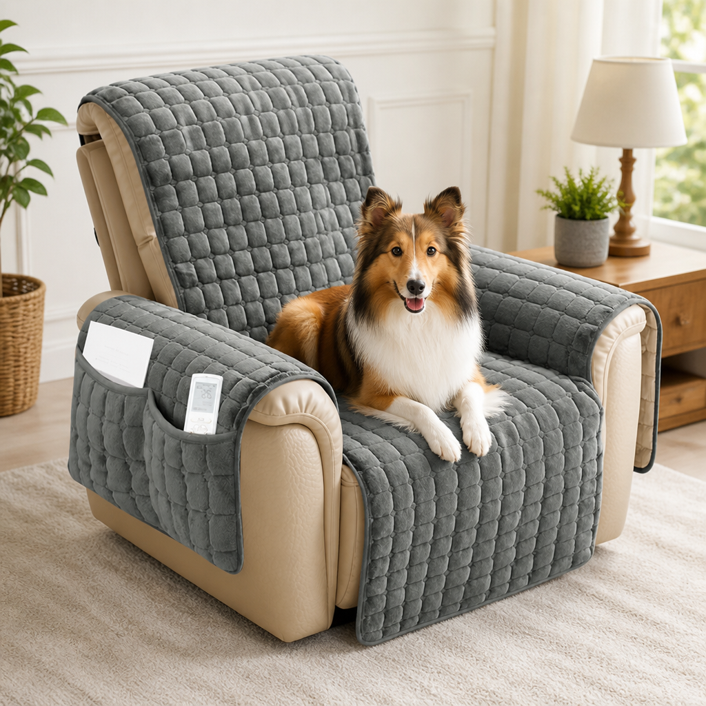 Funda acolchada impermeable y antideslizante para sillón relax (con bolsillos laterales)