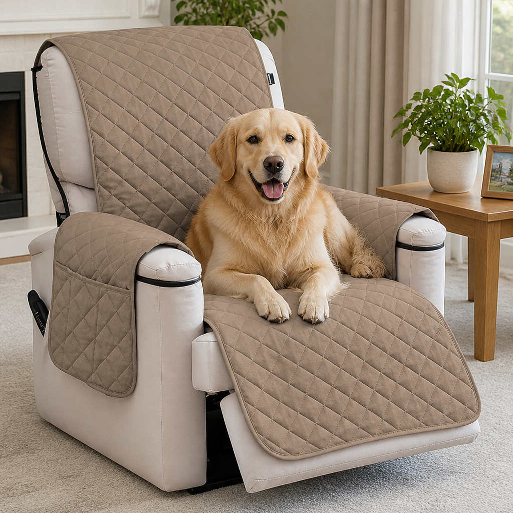 Funda acolchada impermeable y antideslizante para sillón relax (con bolsillos laterales)