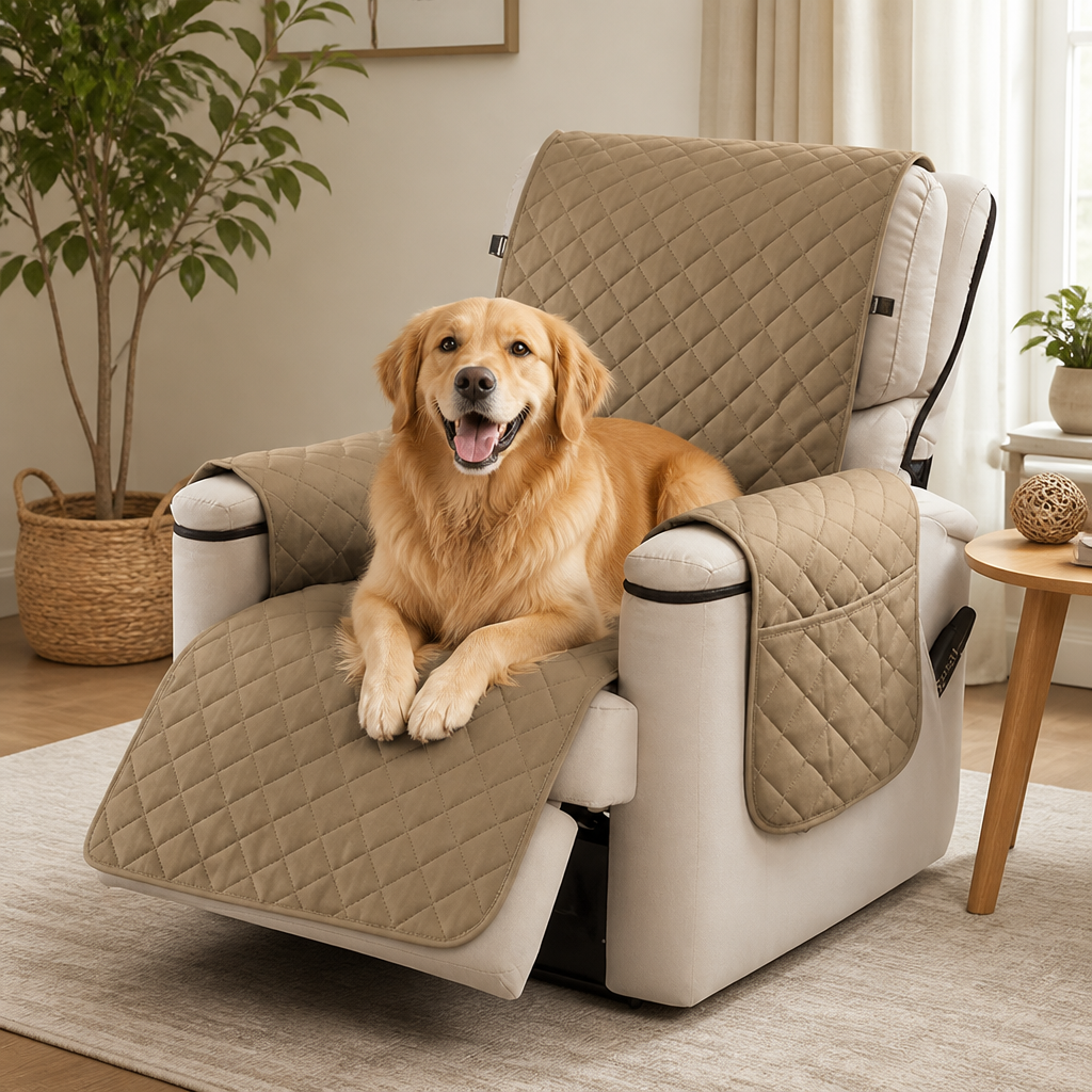 Funda acolchada impermeable y antideslizante para sillón relax (con bolsillos laterales)