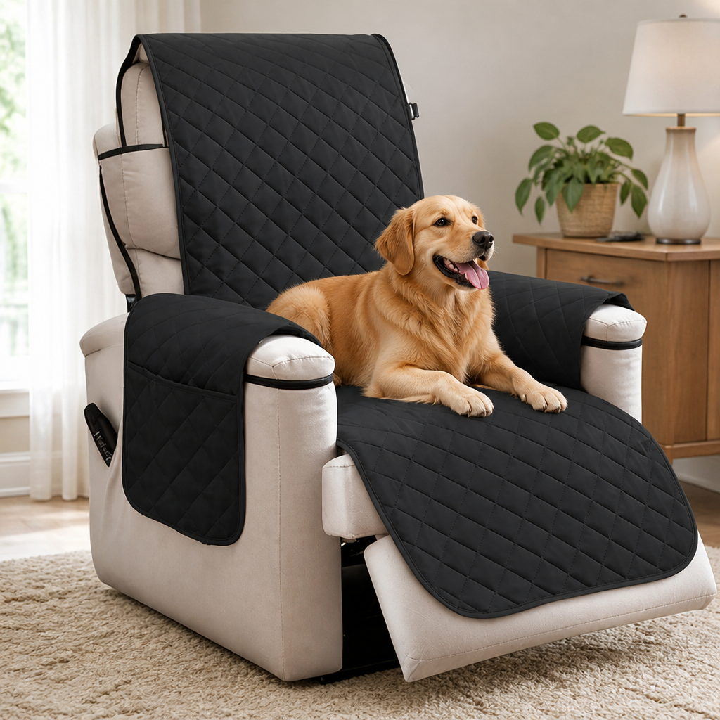 Funda acolchada impermeable y antideslizante para sillón relax (con bolsillos laterales)