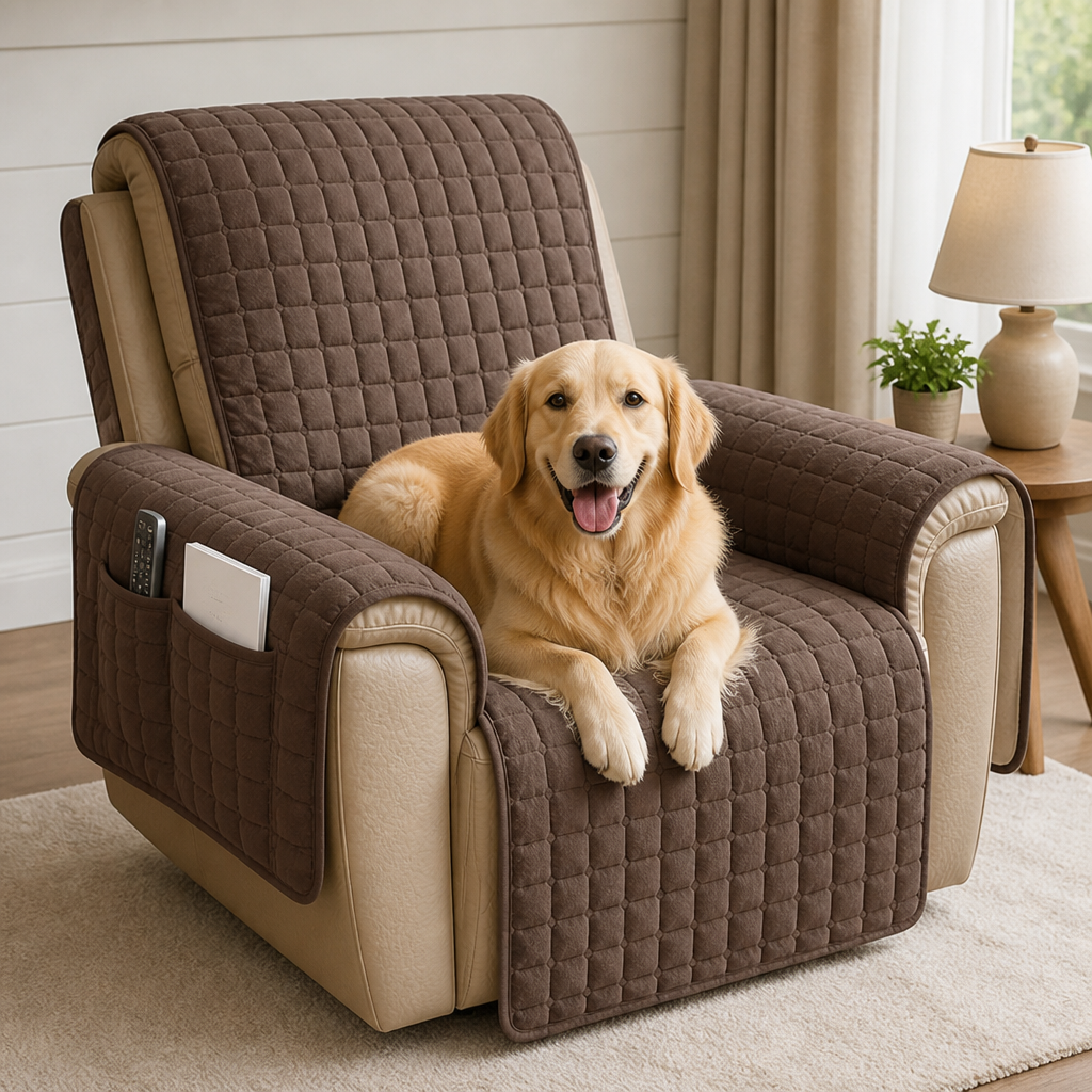 Funda acolchada impermeable y antideslizante para sillón relax (con bolsillos laterales)