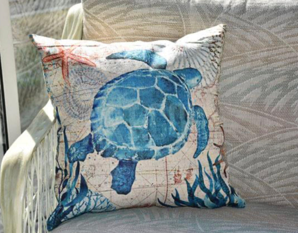 Funda de cojín con motivos marinos para decoración