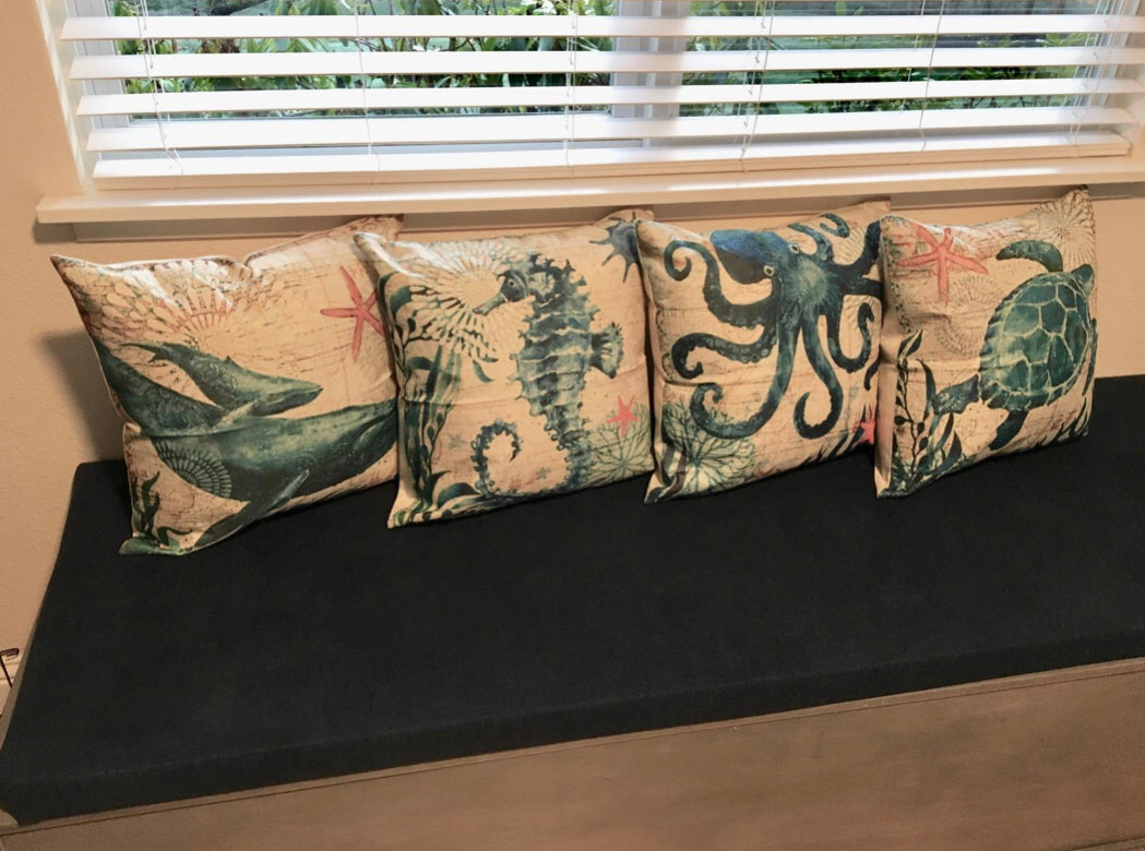 Funda de cojín con motivos marinos para decoración