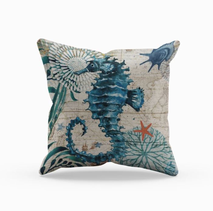 Funda de cojín con motivos marinos para decoración